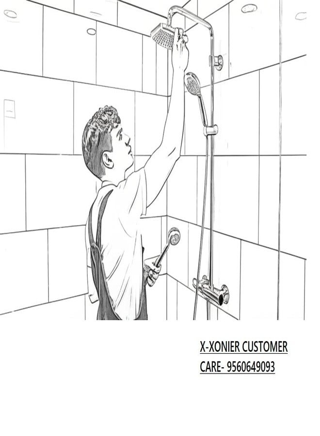 X-XONIER® Luxury thermostat Shower set System 4in1 shower panel with large Overhead Rainfall (Panel Gray) - Image 5